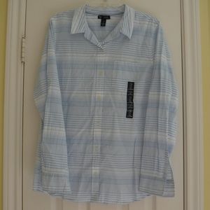 Blue and White Striped Button Down Shirt